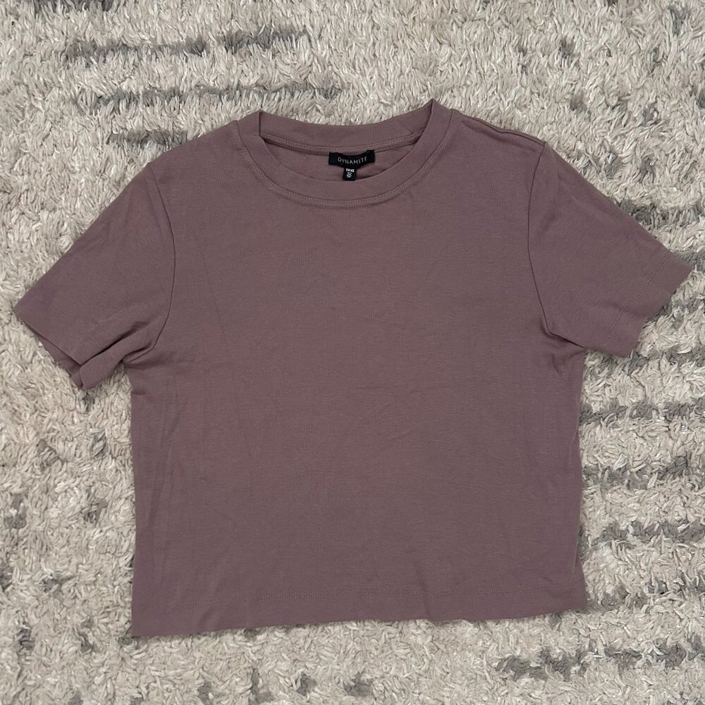*3 for $15* Dynamite cotton tee, purple, x-small